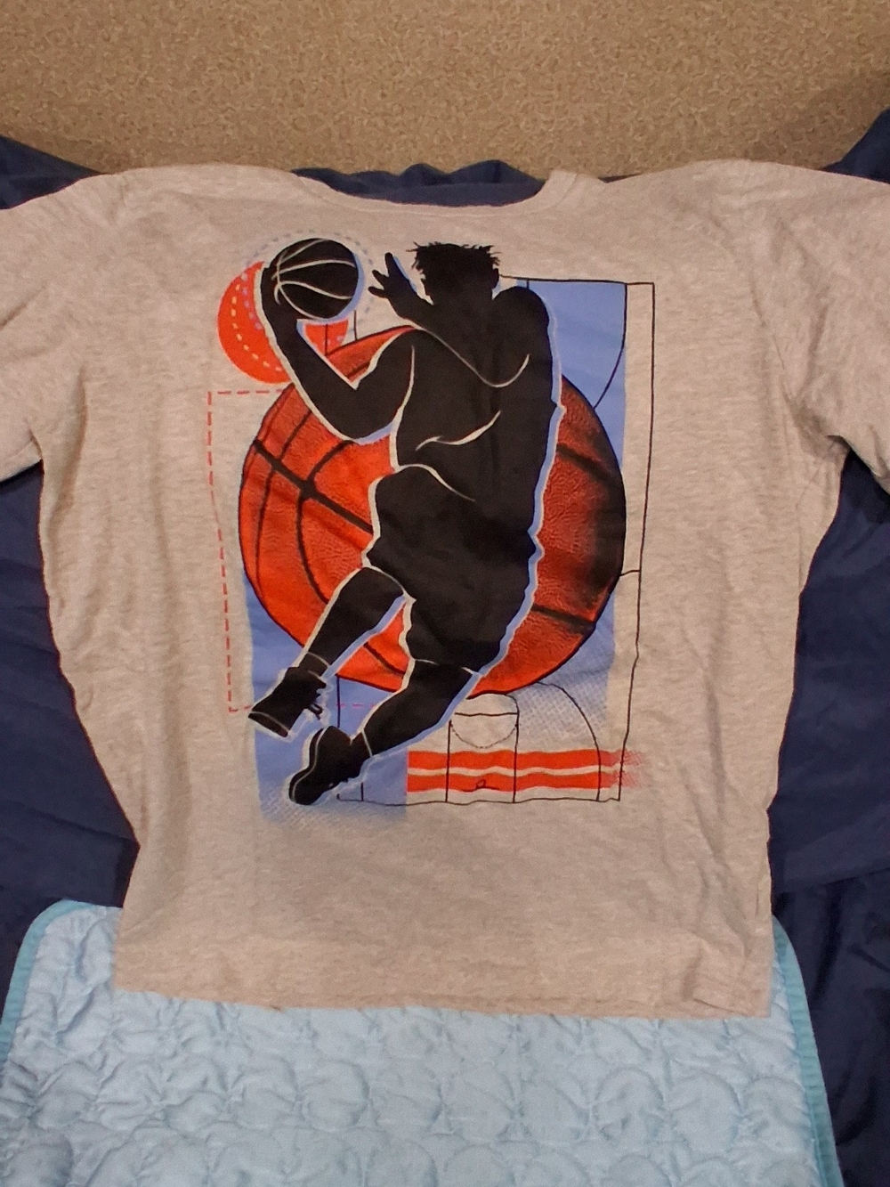 The Children's Place Gray Basketball Graphic Tee with Black & Orange Print